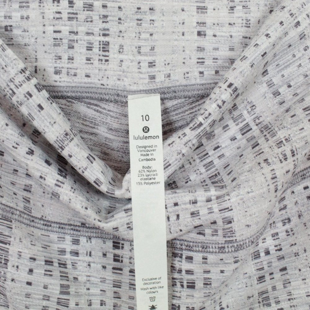 Lululemon Wunder Under HR Tight 25" Roll Down Gray White Yoga Leggings Size 10 - Picture 9 of 9